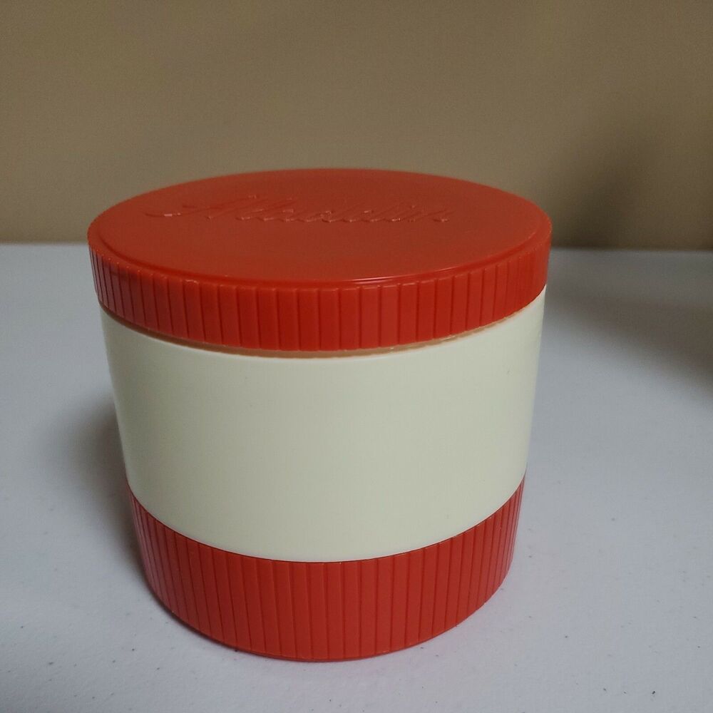 ALADDIN INSULATED THERMOS JAR Model #7000 Wide Mouth HOT COLD 6 Oz. Dark Orange